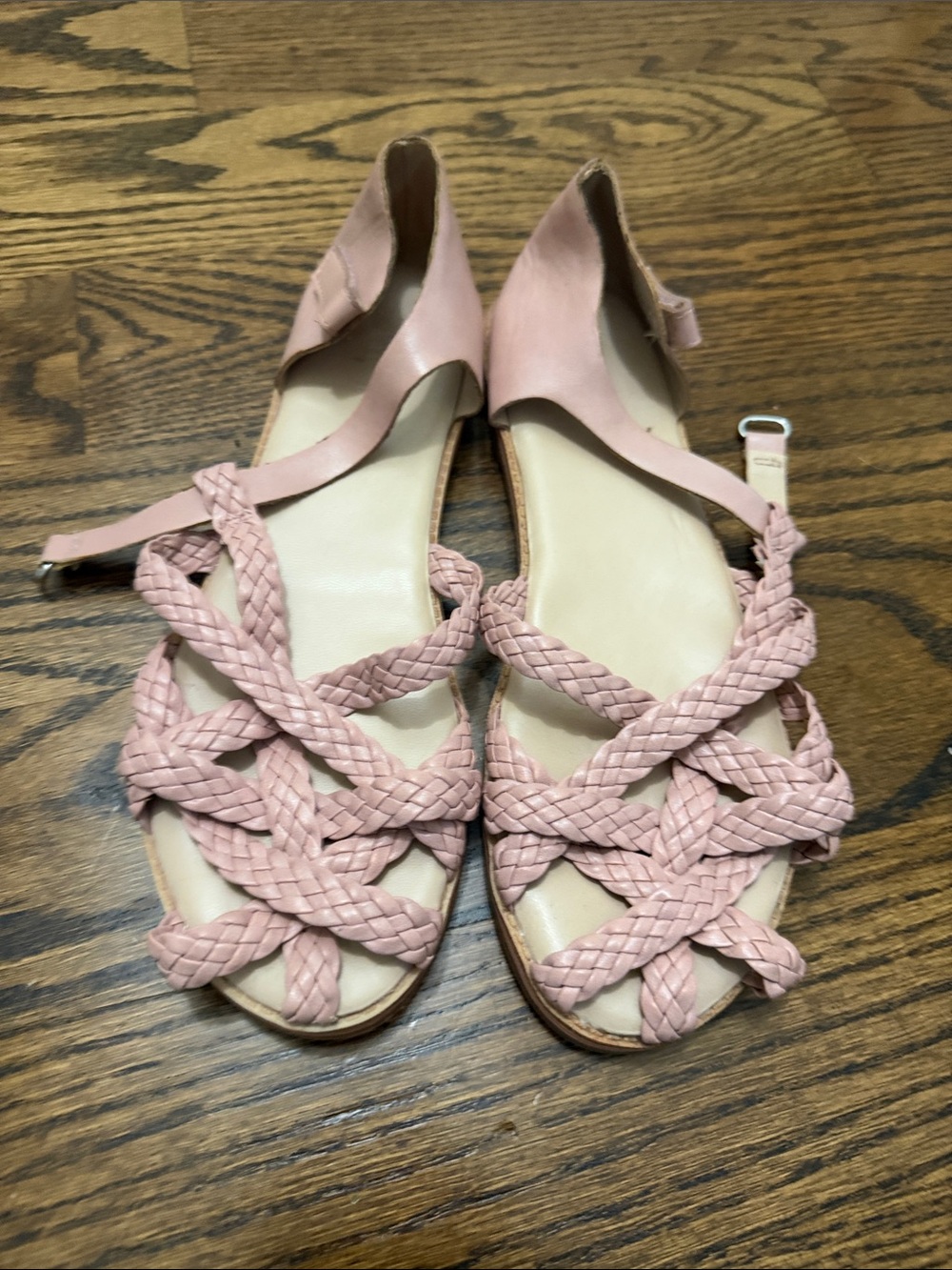 Zara Braided Pink Open-Toe Sandals